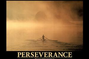 motivational poster of a rower with 'perseverence' under it
