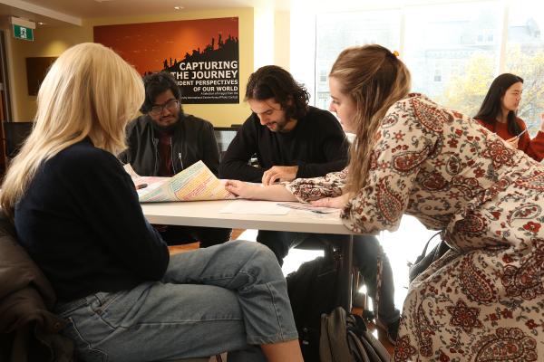 Group discussion at a grad workshop