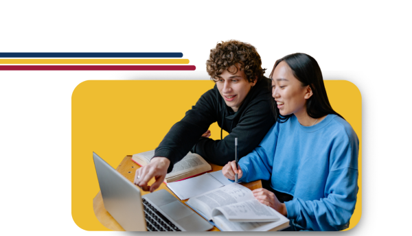 2 students working together on a computer